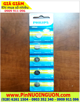 COMBO mua 01vỉ=5viên Pin Philips CR1220 lithium 3v chính hãng _Giá chỉ 98.000đồng/ Vỉ 5viên